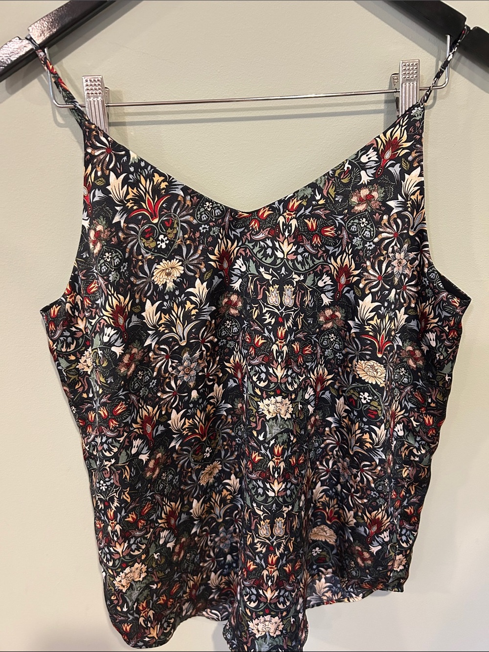 T Tahari Floral Spaghetti Strap Camisole - Black Multicolor Gothic Botanical - Picture 6 of 6
